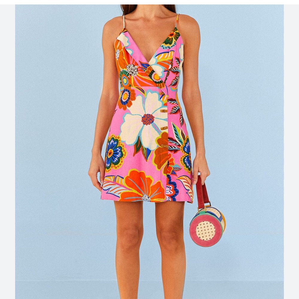 Farm Rio Pink Full Garden Mini Dress